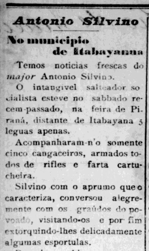 Notícias do Passado: O cangaceiro Antônio Silvino em Itabaiana
