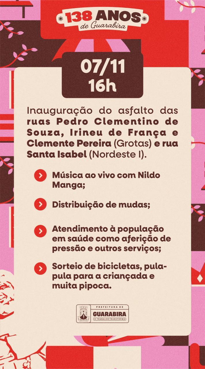 Prefeitura de Guarabira inaugura asfalto nas ruas das Grotas e Santa Isabel