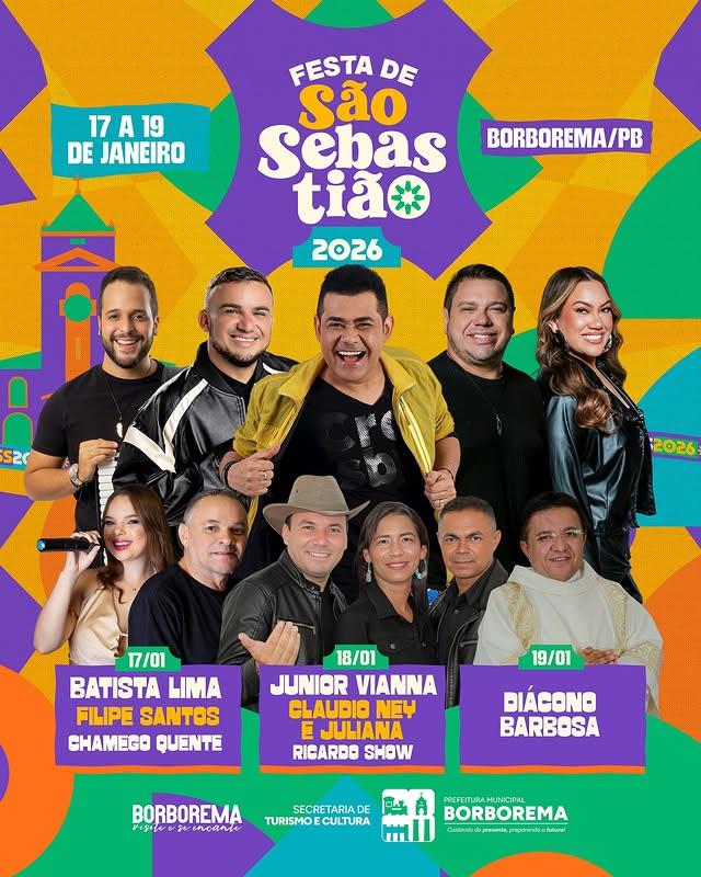 Prefeitura de Borborema divulga atrações da Festa de São Sebastião 2026