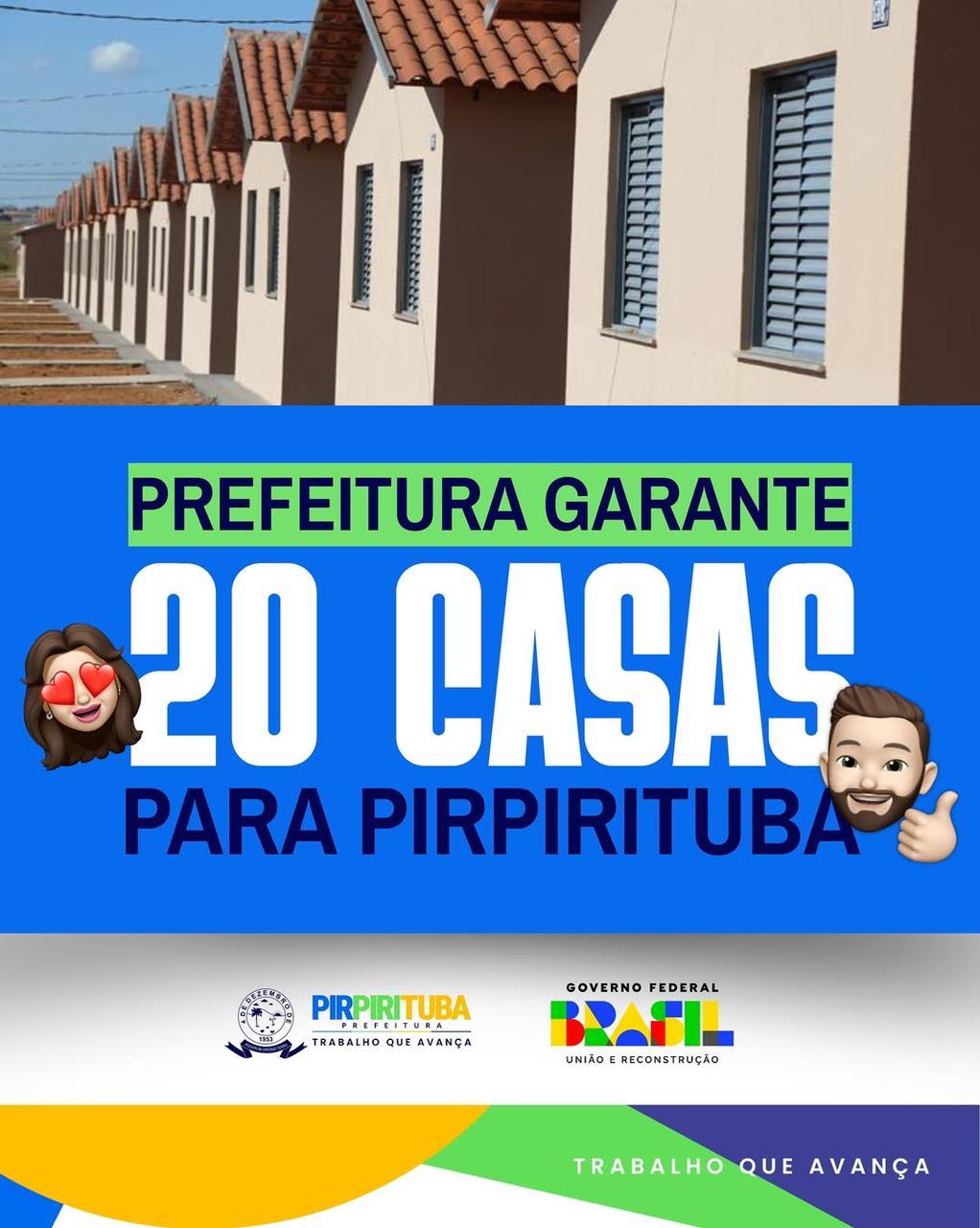 Pirpirituba recebe mais 20 casas do Minha Casa, Minha Vida